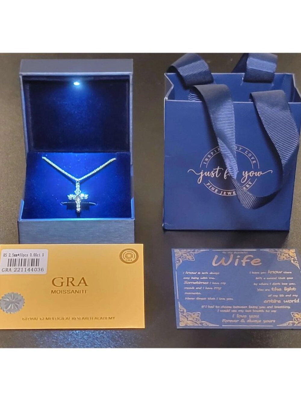 Infinity Moissanite Cross Necklace 18K Gold Filled S925 Sterling Silver GRA NWT - Picture 11 of 11